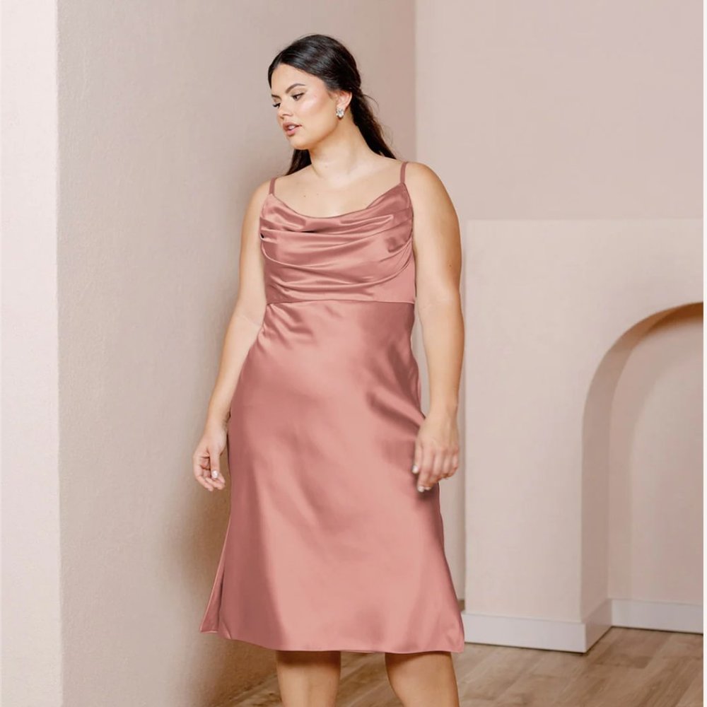 Revelry Skye Midi Satin Dress - Desert Rose